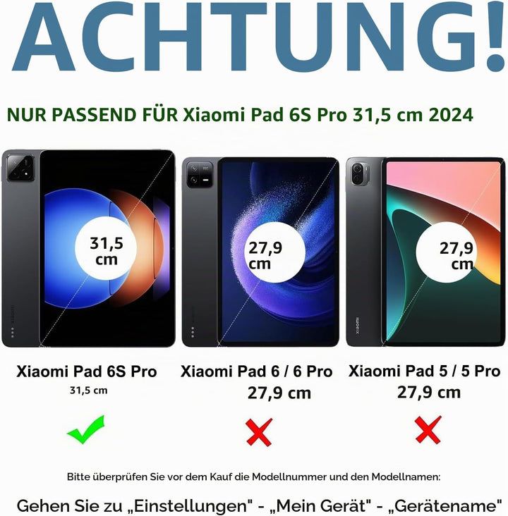 Wineecy Beleuchtete Tastatur Hülle für Xiaomi Pad 6S Pro 12.4 Zoll Tablet 2024, Magnetisch Abnehmbar