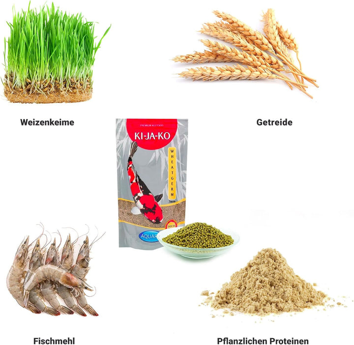 KI-JA-KO Wheatgerm Premiumfutter für Kois 3 kg / 6 mm - Zum Füttern von Koi im Frühling und Herbst,