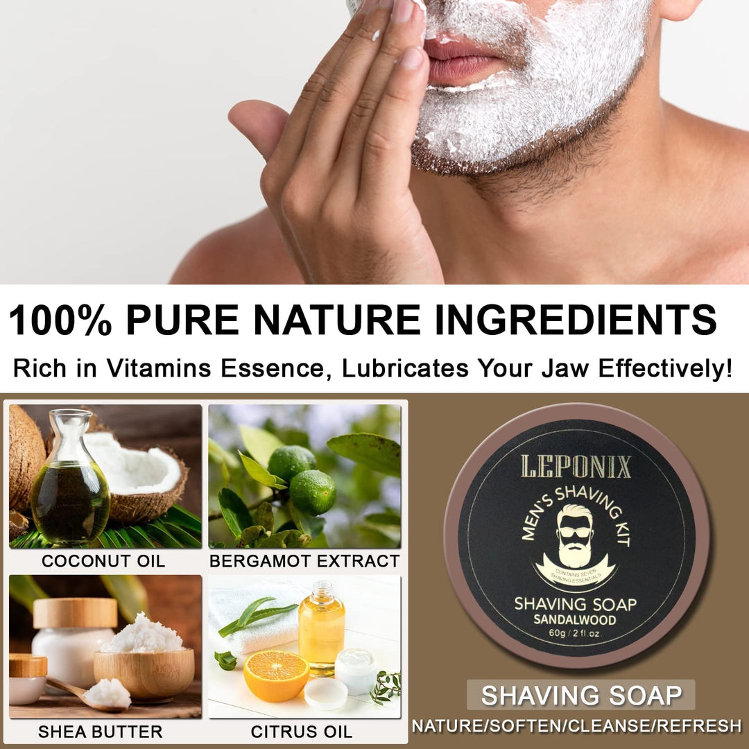 Rasierset für Männer, Aftershave-Geschenkset für Männer, mit Sandelholz-Rasiercreme, Aftershave-Bals
