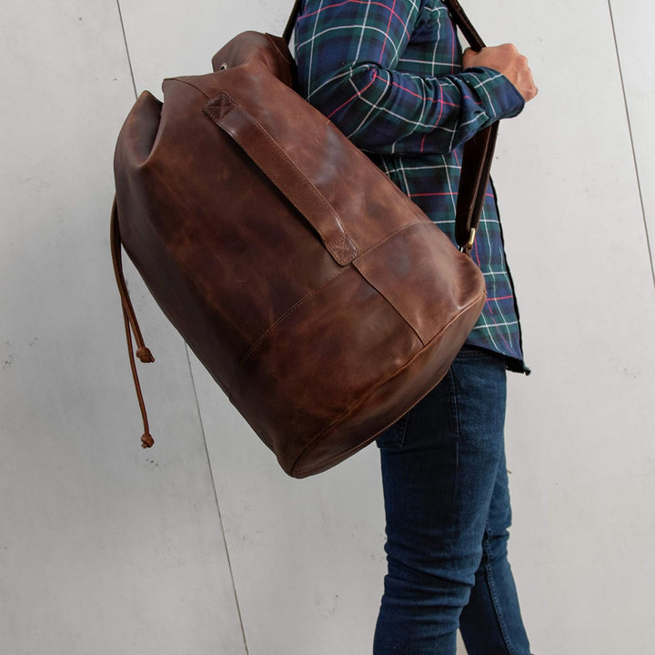 SID & VAIN Seesack HEATHROW aus Premium Leder I Matchsack XXL gross für Herren I Rucksack Reisetasch