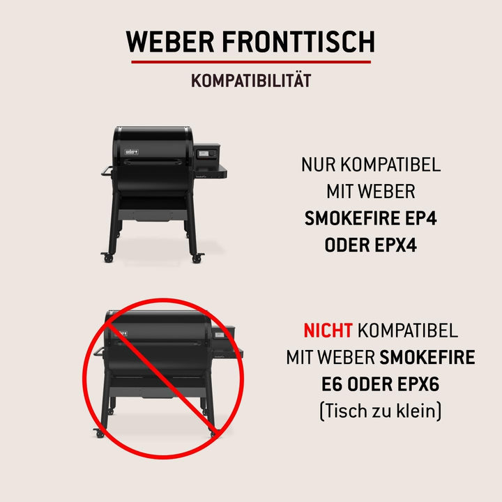 Weber SmokeFire EX4 / EPX4 Fronttisch/abklappbar, zusätzliche Ablagefläche für Grillgut, einfache Mo