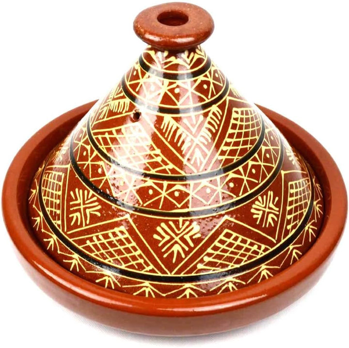 Tajine, Original aus Marokko, Tontopf zum Kochen, für 4-5 Personen, handgetöpfert aus Marrakesch, gl