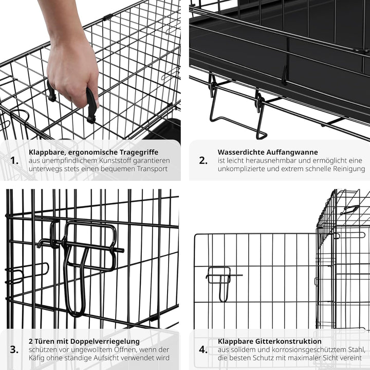 tectake® Hundekäfig, Hundegitter Box, Dog Kennel, Hundebox faltbar, Transportbox stabil, für Hunde u
