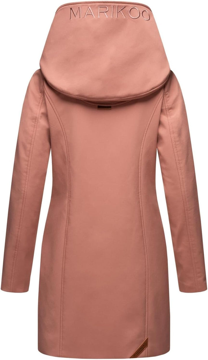 MARIKOO Damen Softshell Jacke Winterjacke wasserabweisend Outdoor lang B856 XS Terracotta, XS Terrac