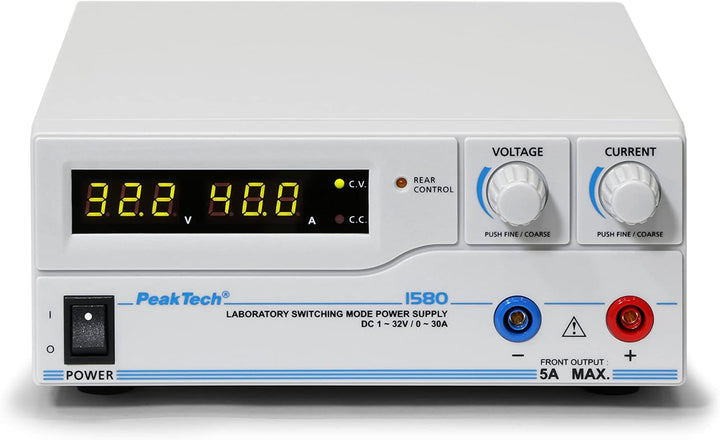 PeakTech 1580 – Labornetzgerät DC 1-32V / 0-30A mit USB, LED-Anzeige, DC-Schaltnetzteile, Stromverso