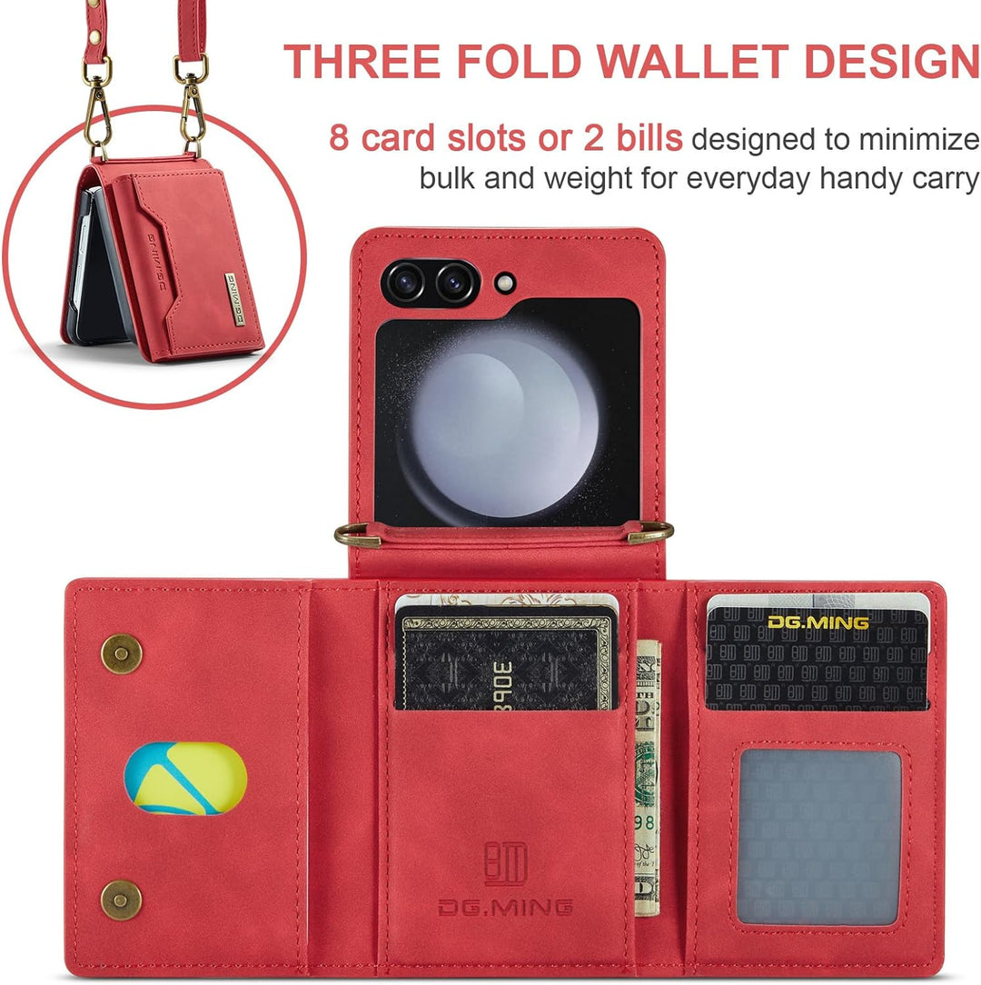 UDBKKDX Brieftasche Handyhülle für Samsung Galaxy Z Flip 4, hülle Mattes Leder mit Ständer Kameralin