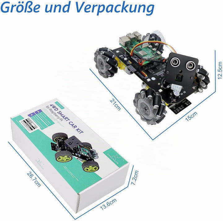 Freenove Mecanum Wheel Car Kit for Raspberry Pi 5 4 B 3 B+ B A+, Face Tracking, Line Tracking, Light