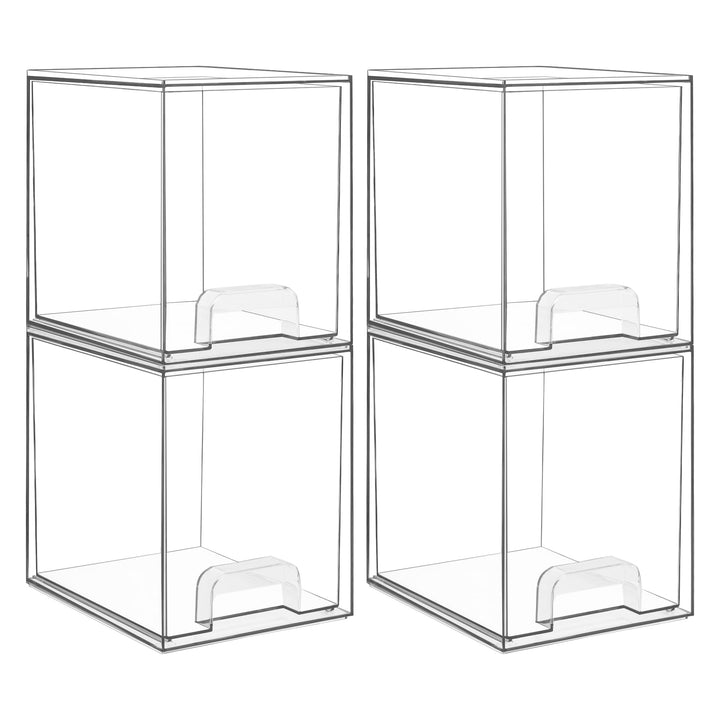 Vtopmart 4 Pack Stackable Storage Drawers, 19 cm hoch, Acrylic Organiser 32 Non-slip Mat, Aufbewahru