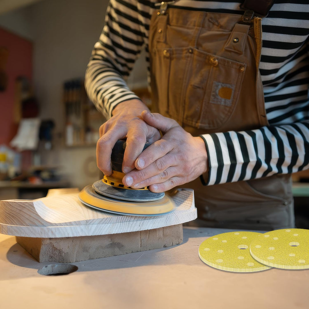 GZKTY 50 Stück Schleifpapier 150mm Rund Klett - Profi Körnung 180 Schleifscheiben -15 Loch für Exzen