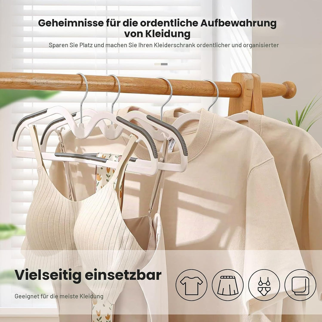 Jiang&amp;Rong 50 Stück Kunststoff Kleiderbügel, rutschfest, Platzsparend | Kleiderbügel Kurzer Hals, Mi