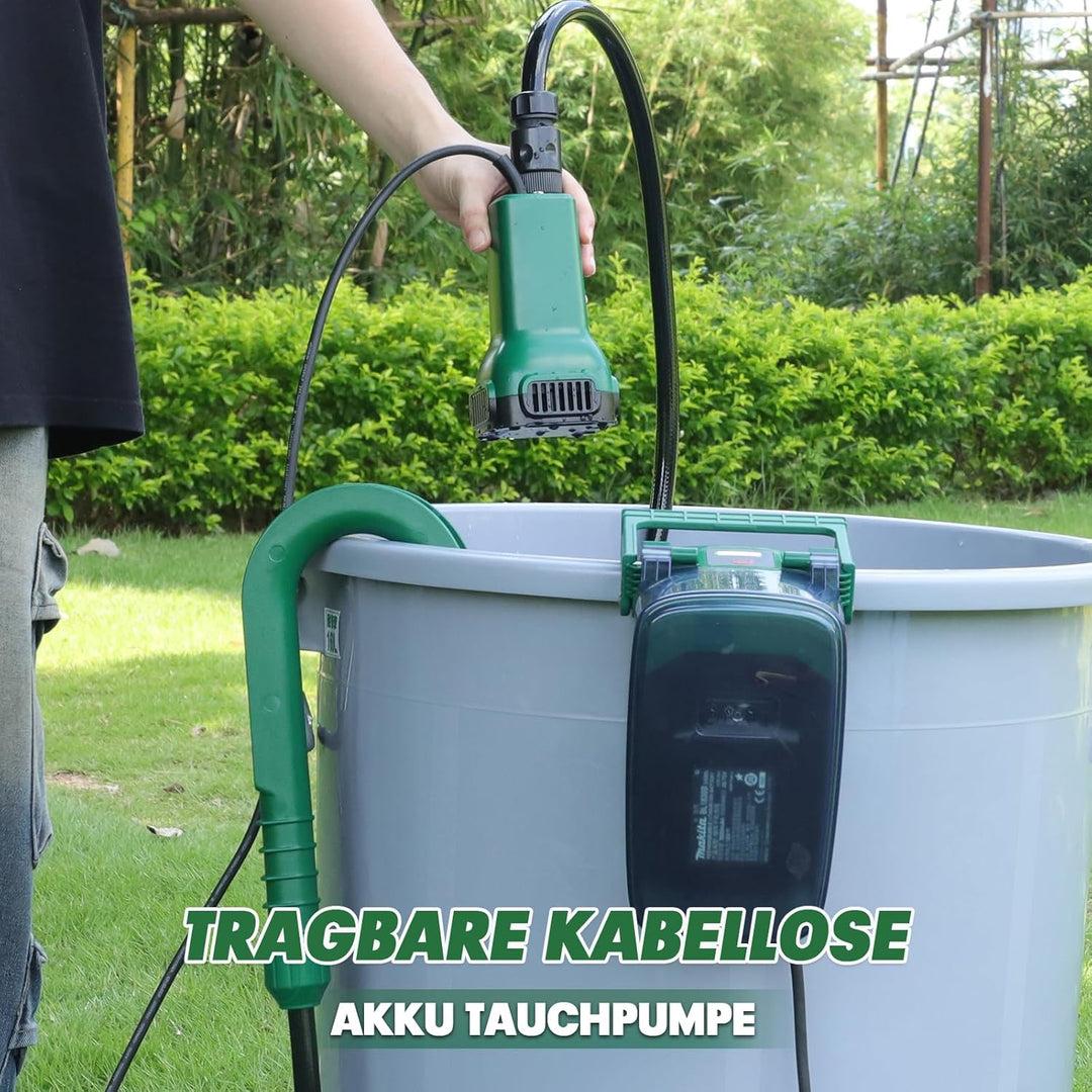Mellif Akku Tauchpumpe für Makita Akku 18V, Wasserpumpe Akku Regenfasspumpe, Fördermenge 1800 L/h, m