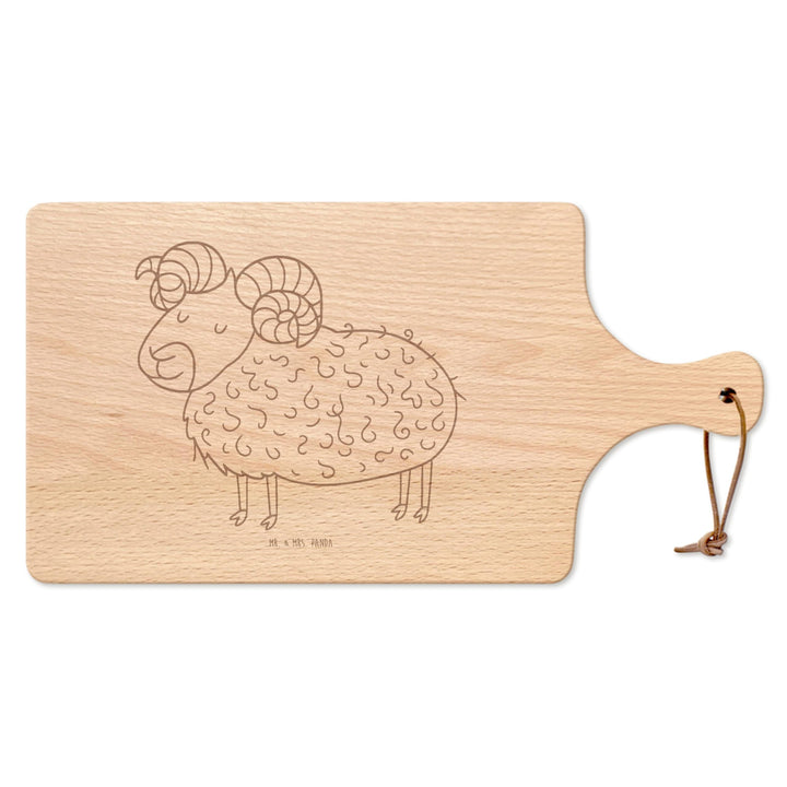 Mr. & Mrs. Panda Holzbrett Sternzeichen Widder - Geschenk, brotzeitbrettchen, Geburtstag April, Bock