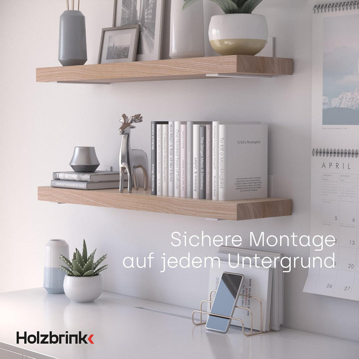 HOLZBRINK Regalträger Metall Regalhalter für Wandregal, Regalwinkel, weiss 250x100x40 mm, 6 Stück, H