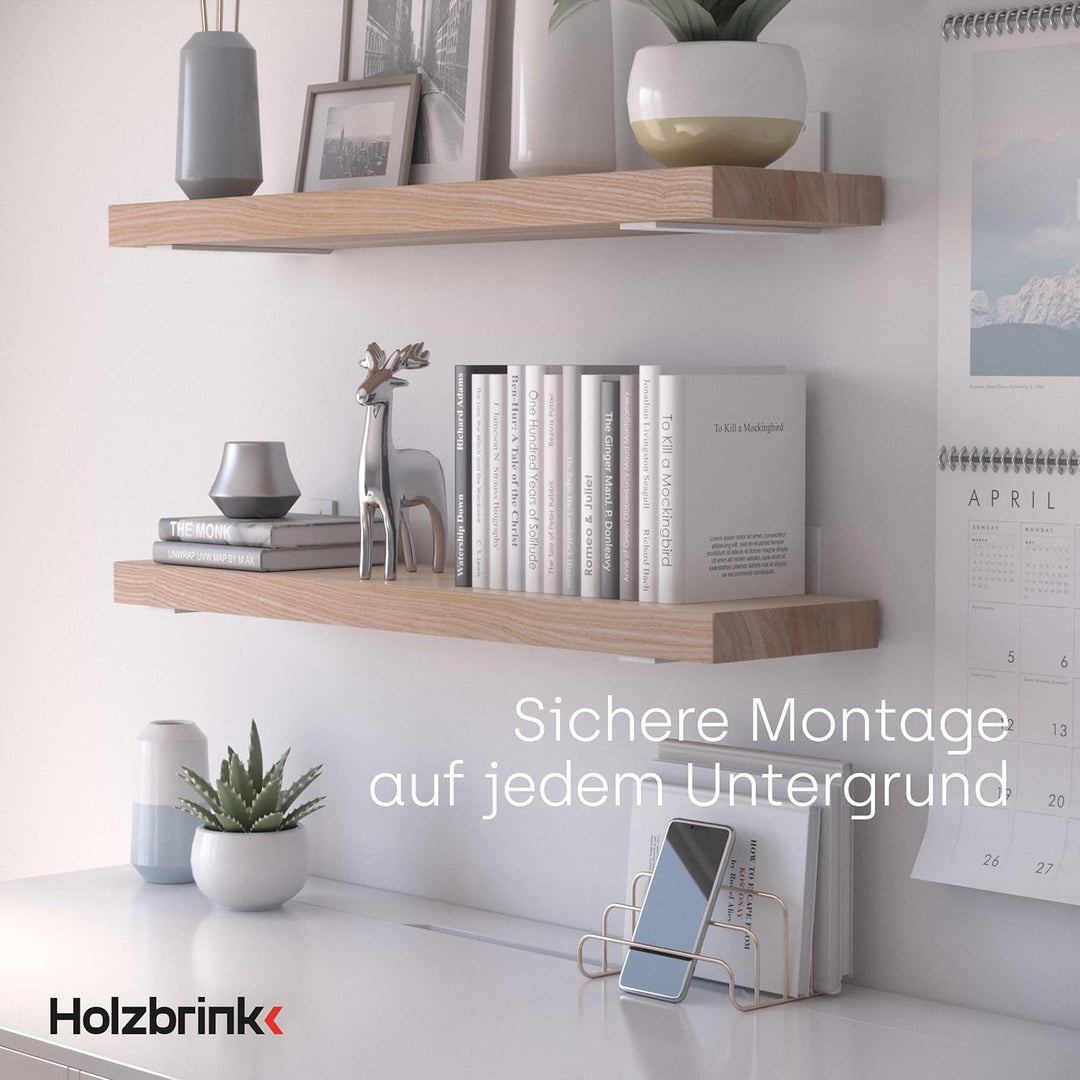HOLZBRINK Regalträger Metall Regalhalter für Wandregal, Regalwinkel, weiss 200x100x40 mm, 2 Stück, H