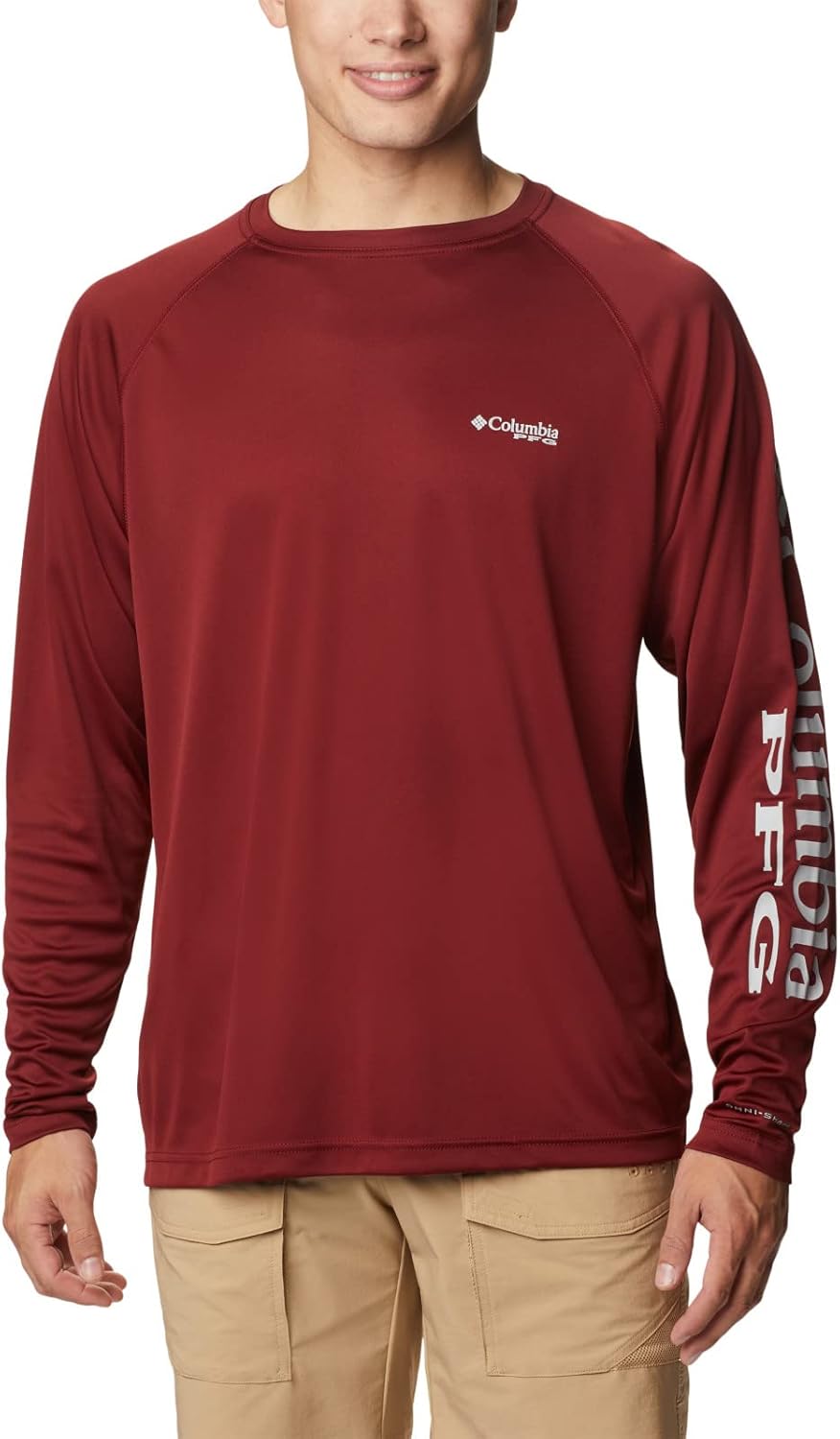 Columbia Terminal Tackle Langarmhemd für Herren Roter Jaspis / Cooles Graues Logo M, Roter Jaspis /