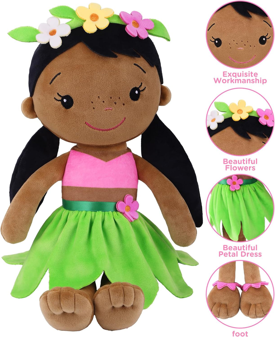 GAGAKU Weiche Stoffpuppe 40cm Schutzengel Puppen, Taufgeschenk für Baby Mädchen Kuscheltier Glücksbr