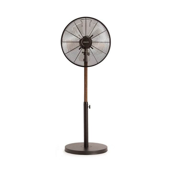 CREATE | AIR STAND WOOD/Standventilator mit Oszillation/schwarz und dunkle Holz/Retro-Stil, 3 Geschw