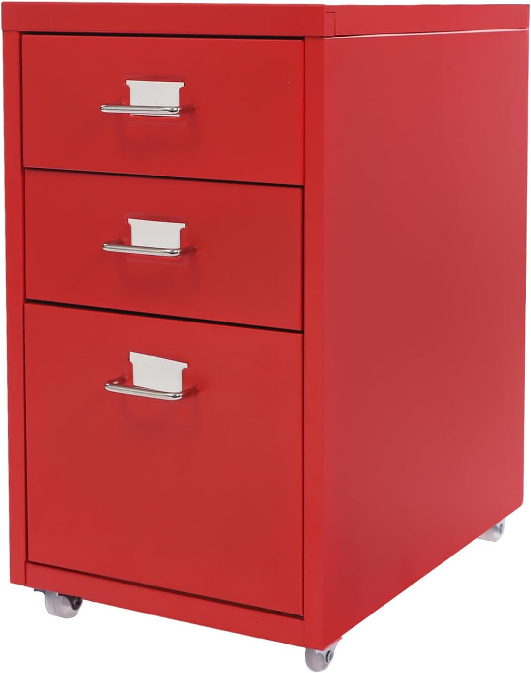 Rollcontainer, Mobiler Aktenschrank mit 3 Schubladen, Büroschrank mit Rollen, Metall Schreibtisch Un
