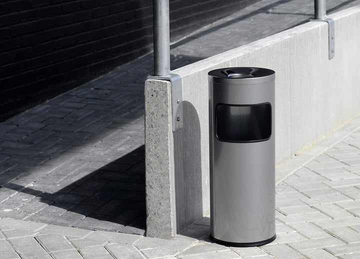 Durable Papierkorb Safe mit Ascher und Flammenlöschkopf, rund, schwarz, 333201, schwarz