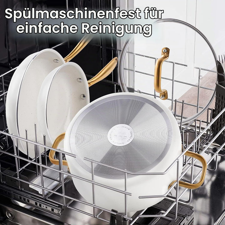 RIOVARM Induktion Töpfe und Pfannen Set mit Deckeln, Keramik Antihaft beschichtung Kochgeschirr-Set,