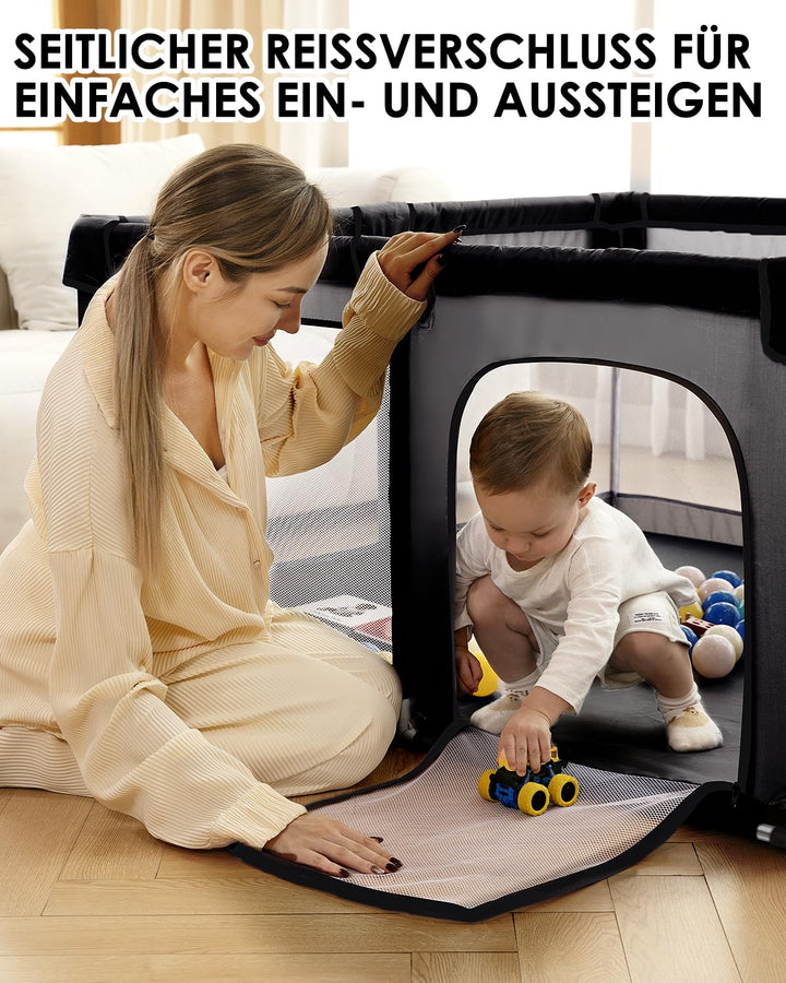 derimkcoa Laufstall Baby,Laufgitter Baby,Kinderzaun mit Atmungsaktivem Netz,Tragbarer Laufstall für