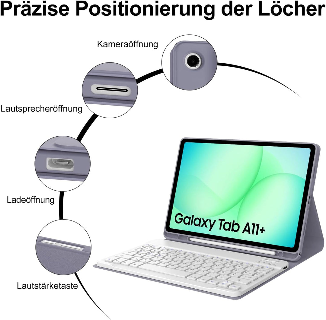 IVEOPPE Hülle mit Tastatur für Samsung Galaxy Tab A11 Plus 11 Zoll 2025, Tastatur für Samsung Teblet