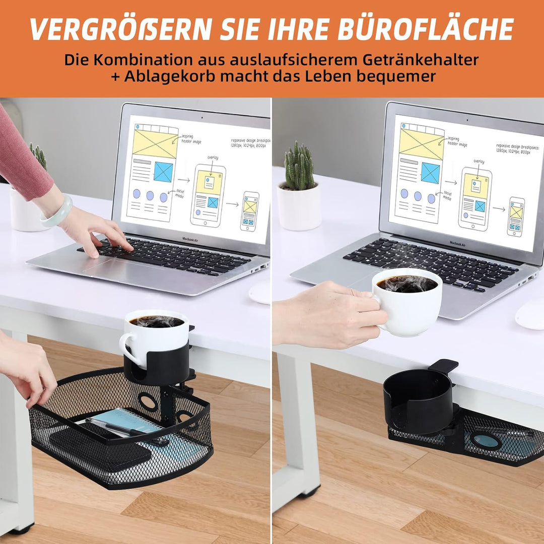AnExer Unterbau Schublade Büro Organizer 360 Drehbar, Schreibtisch Organizer mit Auslaufsichere Bech