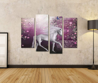 Bild auf Leinwand D Render of EIN Einhorn Wandbild Poster Kunstdruck Bilder Format: 130x80cm - 4 Tei