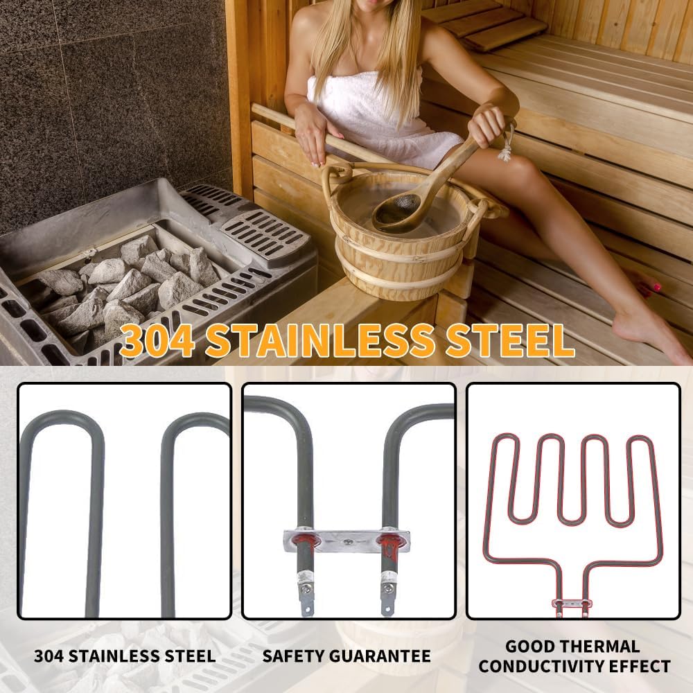 ZPSHYD Heizelement, Sauna-Heizelement 1Pc Elektrisches Heizelement für Saunaofen Edelstahl Straight