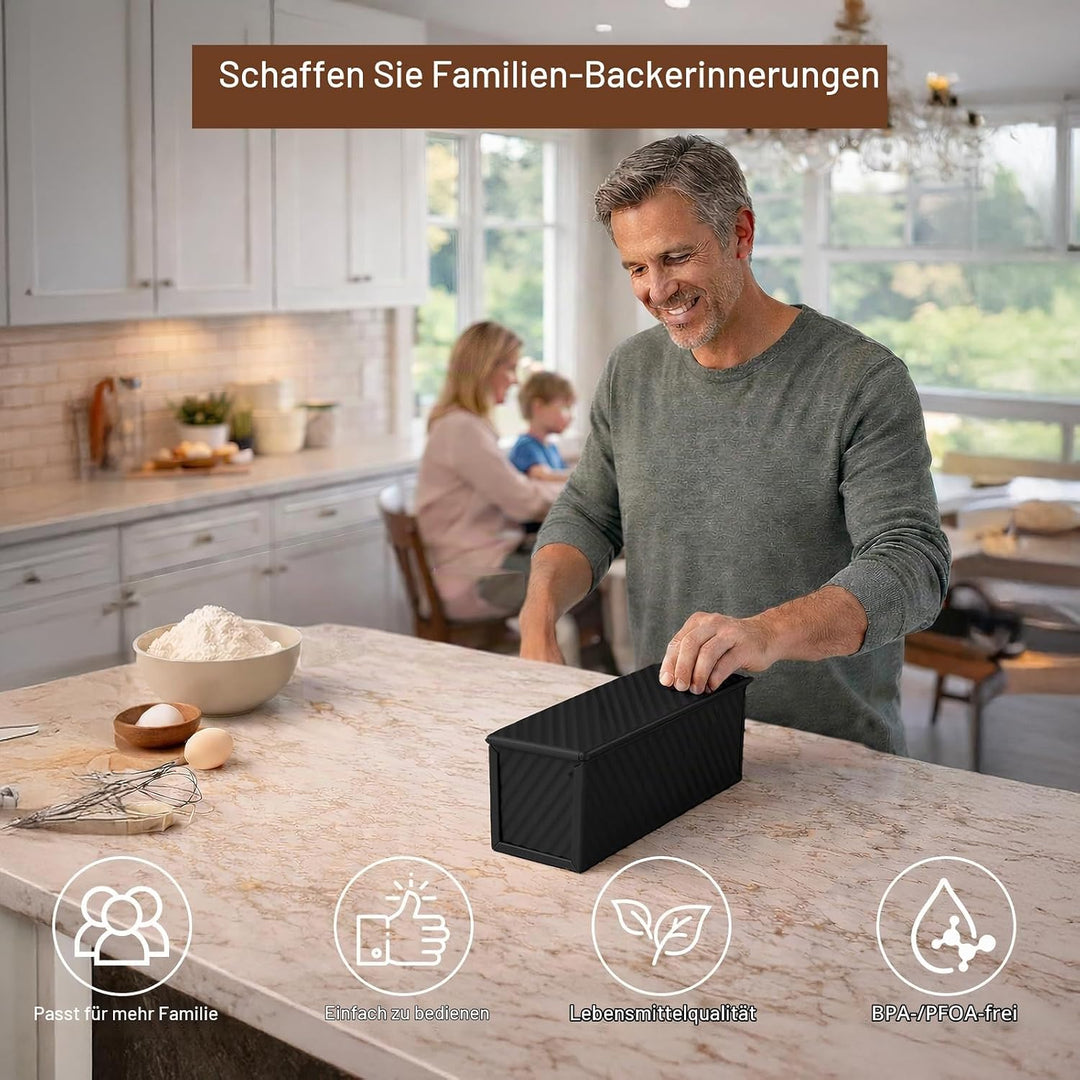 2 Grösse Brotbackform mit Deckel Toastbrot, 32×12×11 cm und 20×12×10 cm Antihaft Toastkasten, 450g u