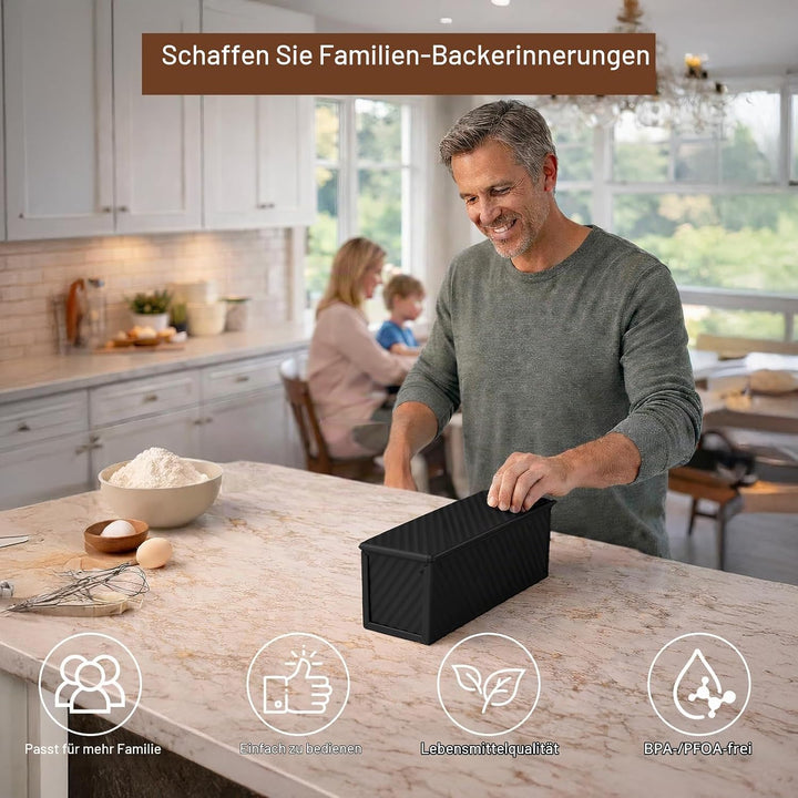 2 Grösse Brotbackform mit Deckel Toastbrot, 32×12×11 cm und 20×12×10 cm Antihaft Toastkasten, 450g u