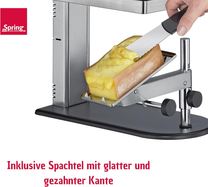SPRING Raclette Ofen | Schweizer Raclette-Gerät | Edelstahl | stufenlos höhenverstellbar | mit antih