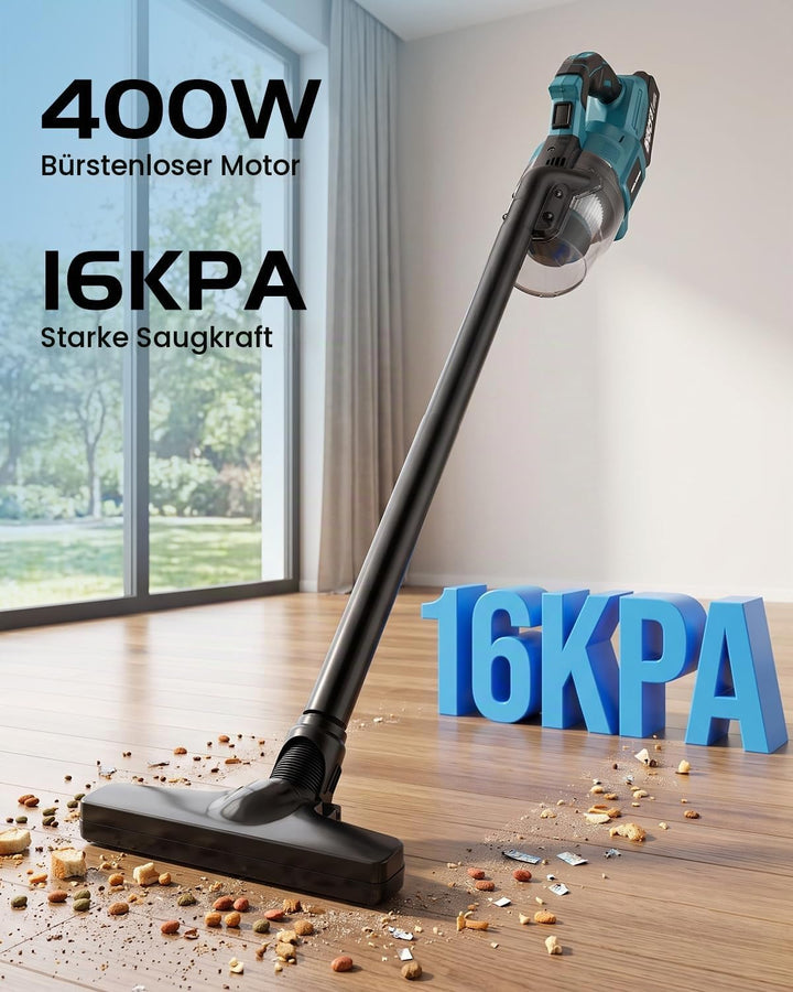 Akku Staubsauger Kompatibel mit Makita 18V, 16000Pa 4-in-1 Akku Handstaubsauger mit 2X 4.0Ah, 4 Bürs