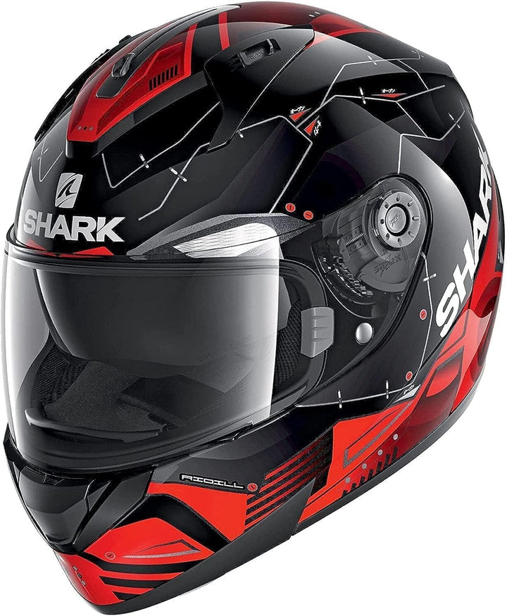 Shark Integralhelm RIDILL MECCA HE0537 KRS schwarz rot Sonnenblende Motorradhelm Schwarz/Rot XS, Sch