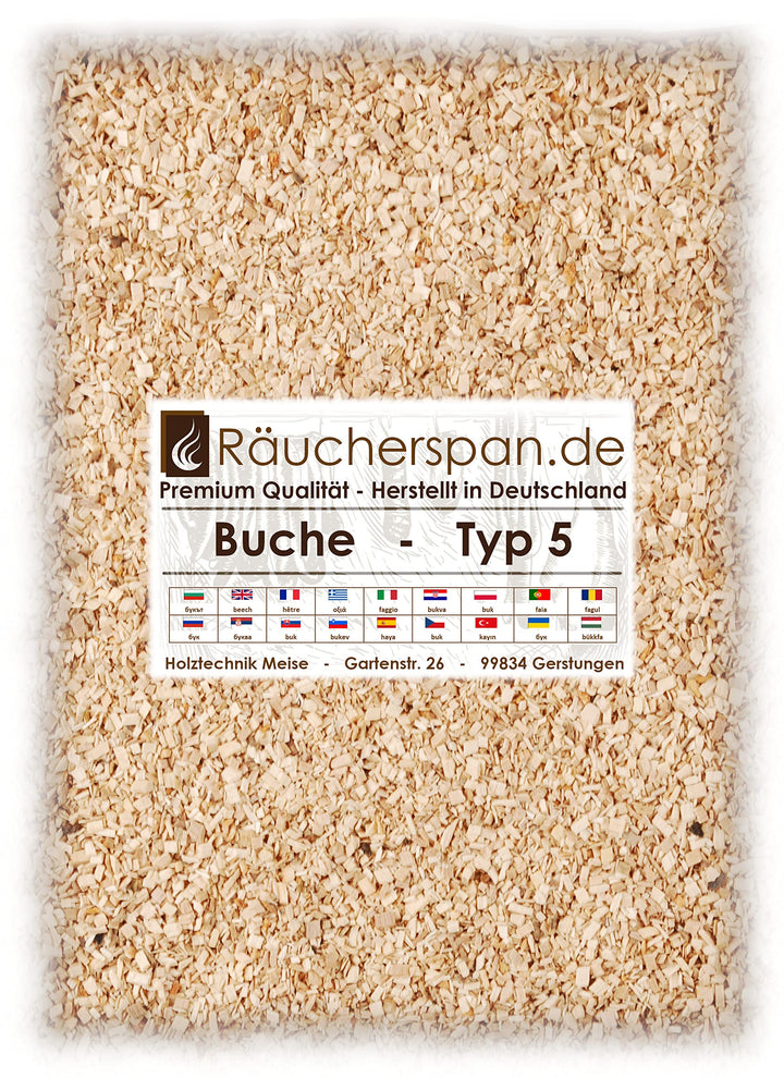 Räucherspäne Räuchermehl Buche Typ 5 Premium Qualität Spangrösse 2x2mm aromatisches Buchenholz zum R