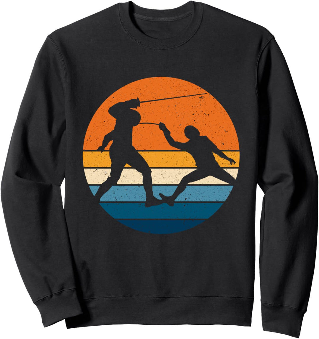 Fechten Sport Retro Vintage Sonnenuntergang Fechter Sweatshirt