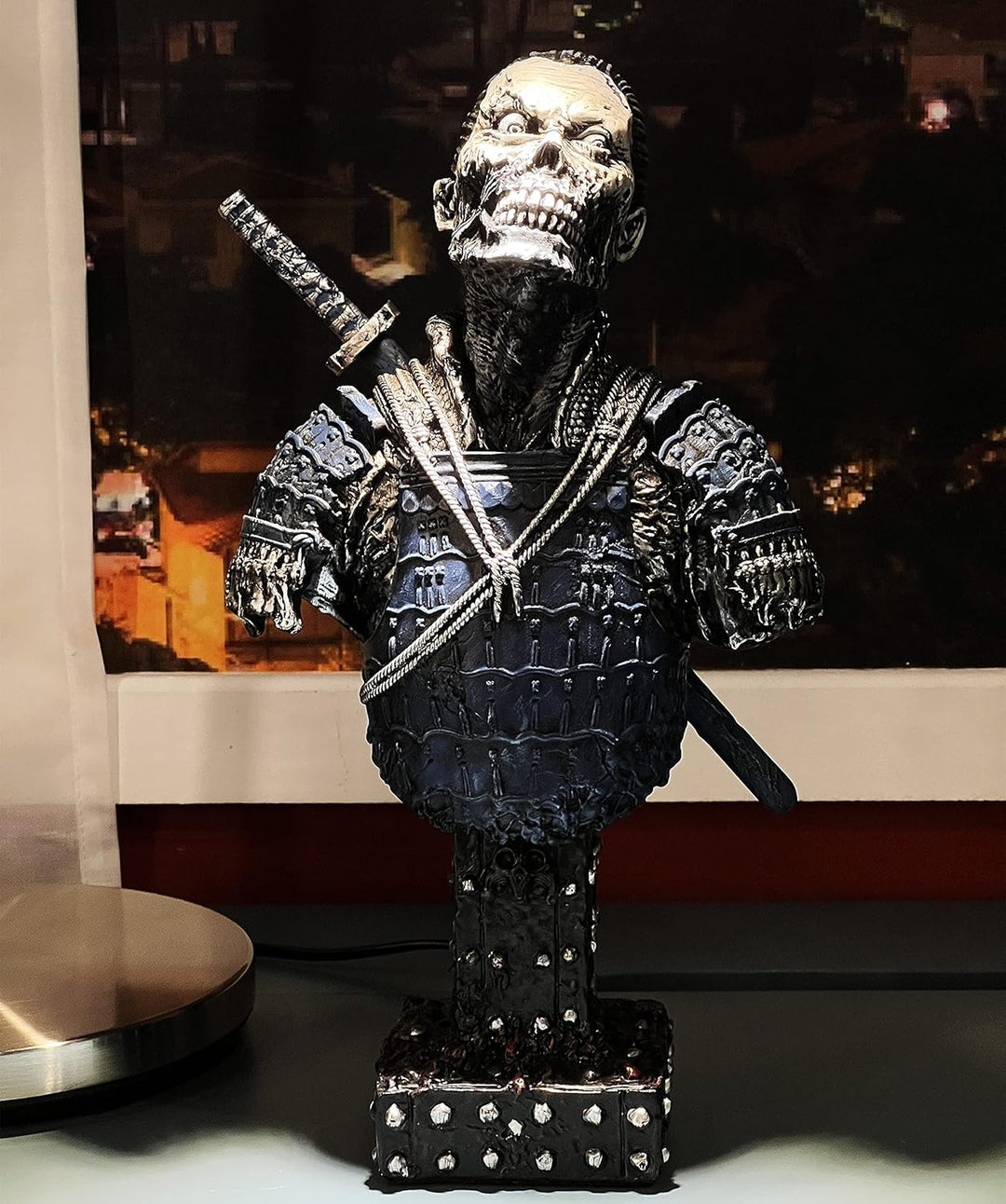 LOOYAR Resin Undead Japanische Samurai Zombie Büste Statue Skulptur Ornament Zuhause Haus Wohnzimmer