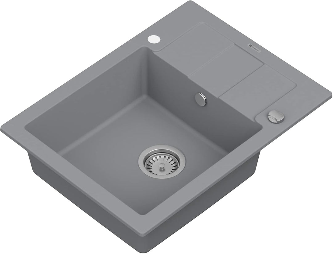 GRANMASTER Quadrato Spülbecken Küche - mit 1 Becken - Granitspüle mit Siphon Waschbecken Küche - Ein
