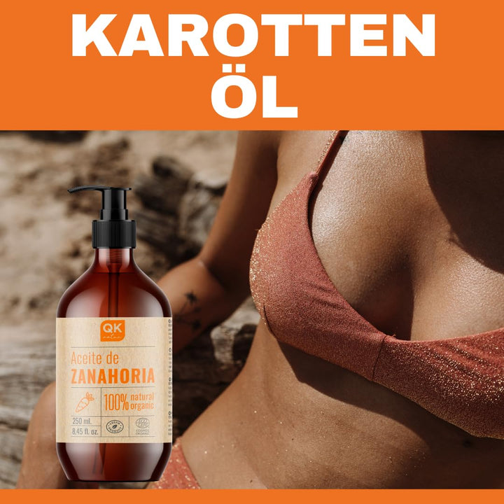 Qknatur – KAROTTENÖL 250 ml – 100% rein und natürlich – natürlicher Sonnenbräuner – spendet Feuchtig