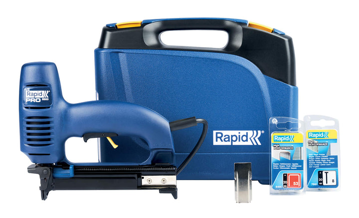 Rapid Elektrotacker R553 für Holz und Stoffe, Leistungsstark, für Klammern Typ 53, 8-20mm und Nägel