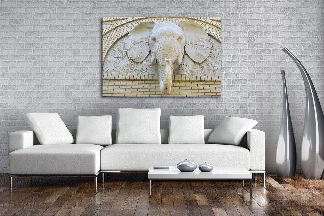 deyoli Beeindruckendes Elefanten Relief Format: 80x60 als Leinwandbild, Motiv fertig gerahmt auf Ech