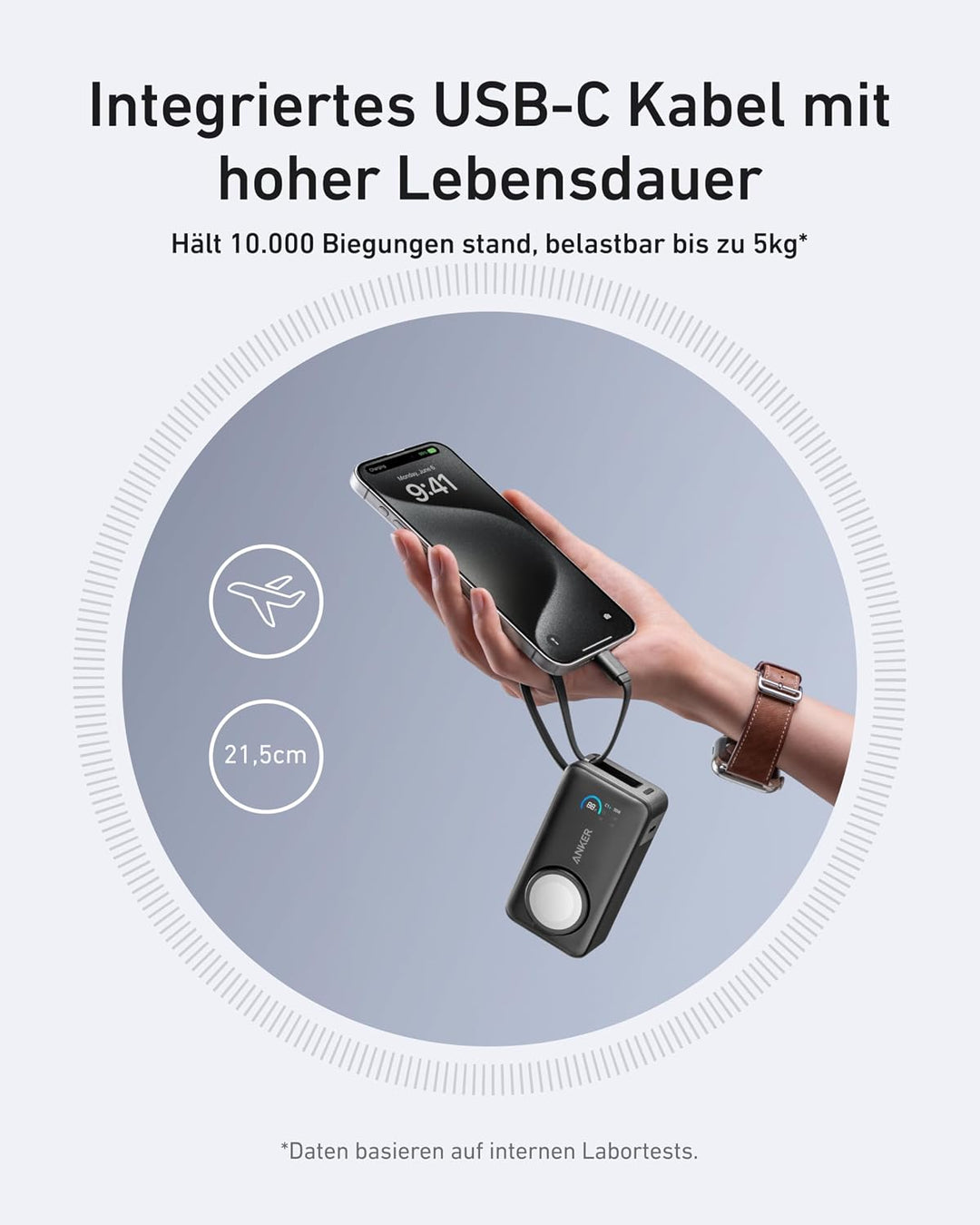 Anker MagGo Powerbank für Apple Watch, offiziell Zertifiziert, 10.000mAh kompaktes Akkupack mit inte