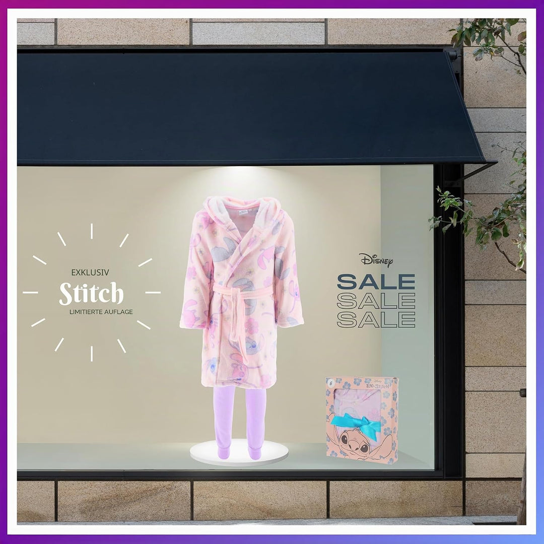 Disney Stitch Bademantel für Mädchen, Warmer und Weicher Fleece Morgenmantel Geschenk für Mädchen, G