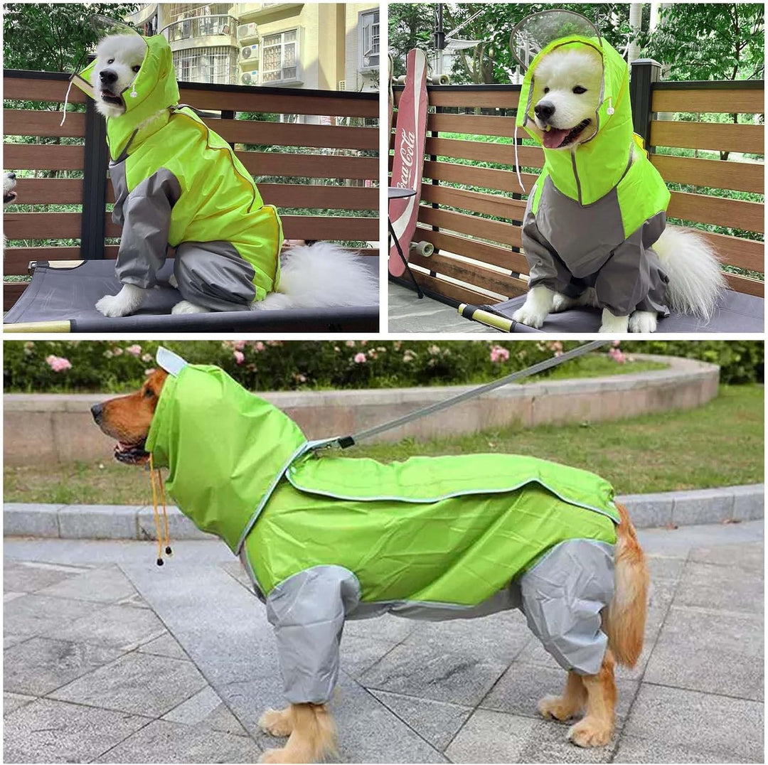 Regenmantel für Hunde,Hunderegenmantel,Wasserdichter Hundemantel mit Kapuze,Leichte Regenjacke Hund