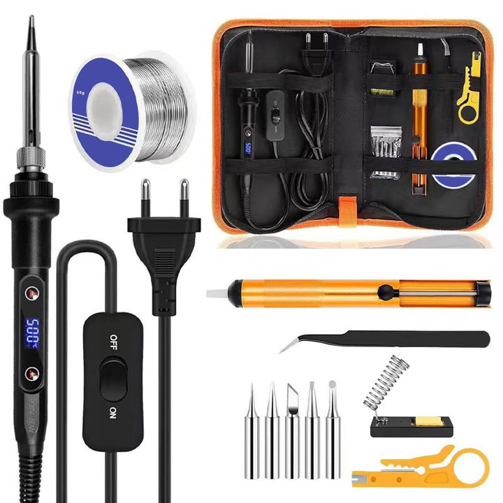 Lötkolben set,Lötkolben-Kit 80W Einstellbar Temperatur (180℃-500℃), enthält 1 Lötkolbens mit Ein/Aus