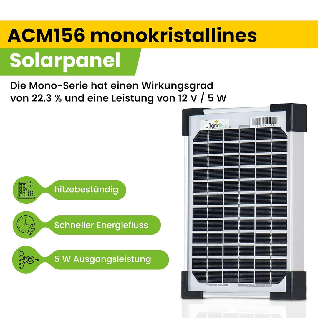 Offgridtec 5W Mono 12V Solarpanel, 5W