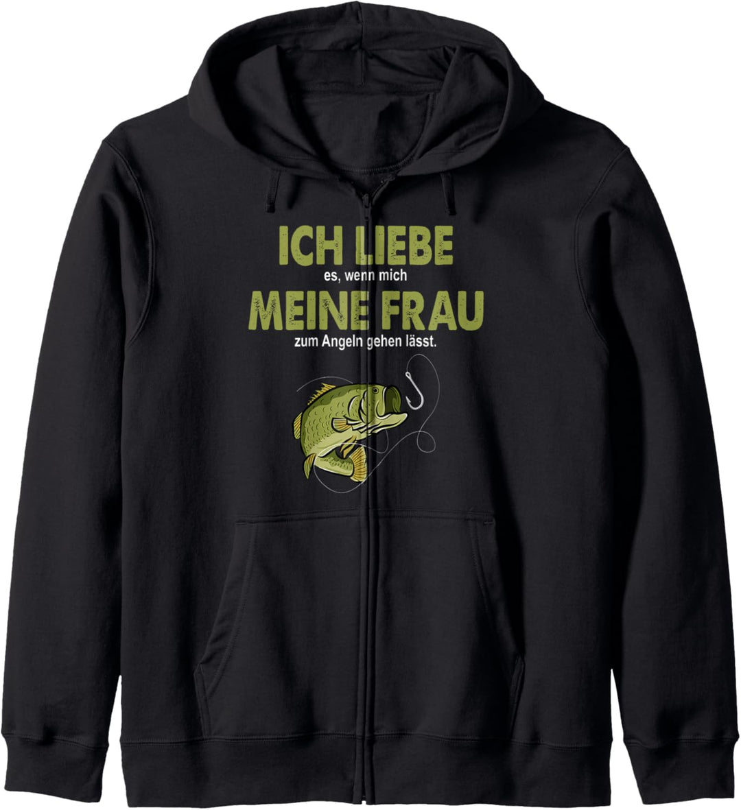 Lustiges Angler T-Shirt Ich liebe meine Frau Angeln Geschenk Kapuzenjacke