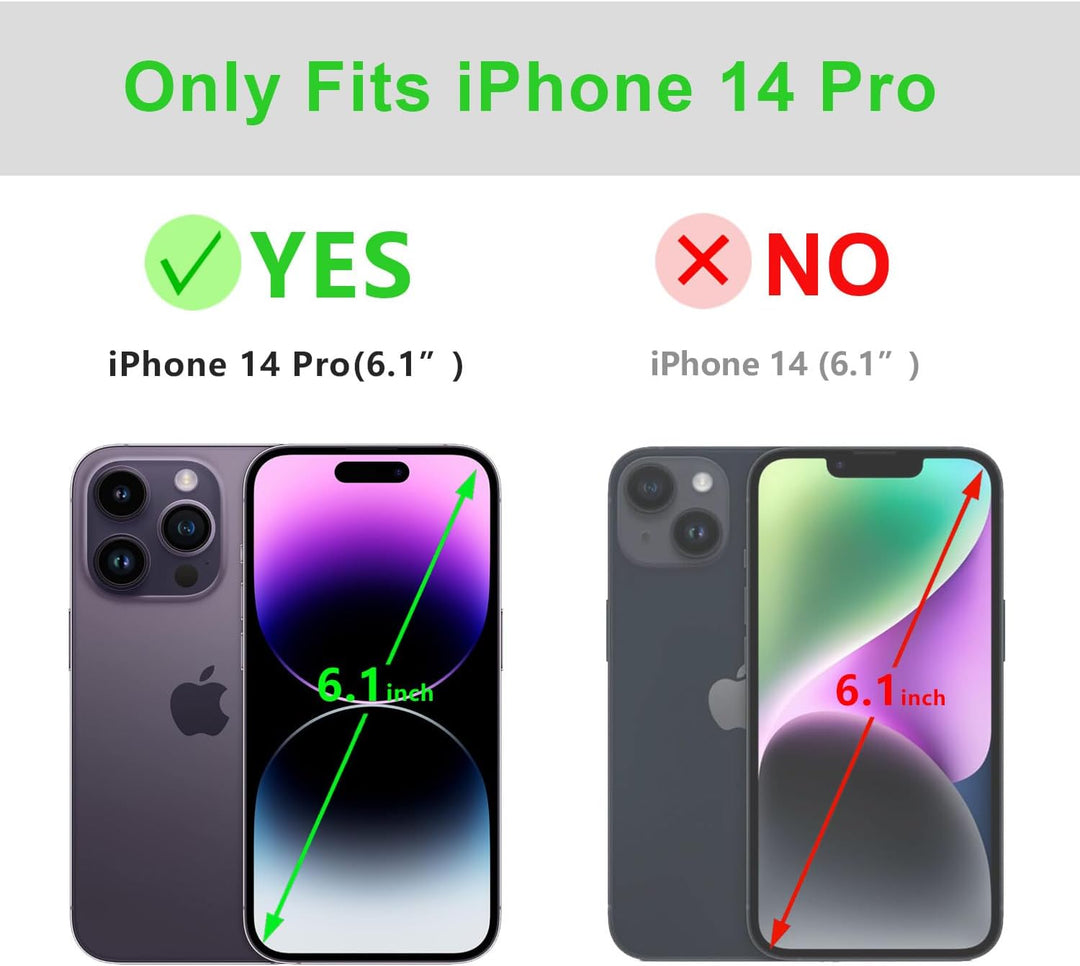 LENSUN Echtleder Hülle für iPhone 14 Pro, Handyhülle [Echtes Leder][Magnetverschluss][RFID Schutz] H