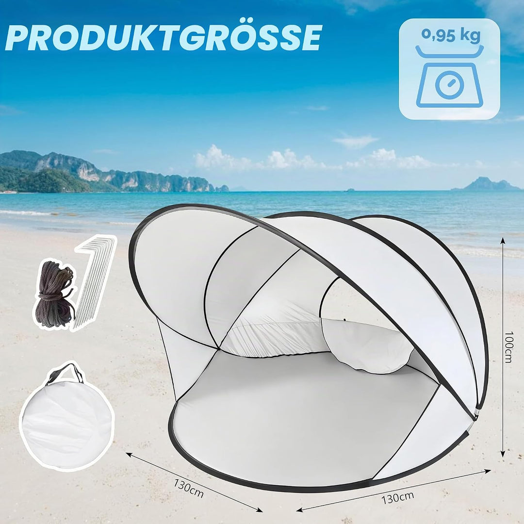 Strandmuschel Pop Up Strandzelt Automatisches Tragbarer Wurfzelt | UV-Schutz 50+ Windschutz, Sonnens