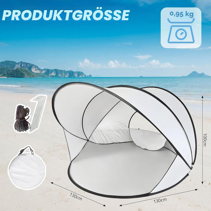 Strandmuschel Pop Up Strandzelt Automatisches Tragbarer Wurfzelt | UV-Schutz 50+ Windschutz, Sonnens